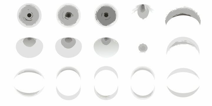 moon phases collection digital painting on white background