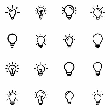 Minimal Light Bulb Icon Set Outline Collection