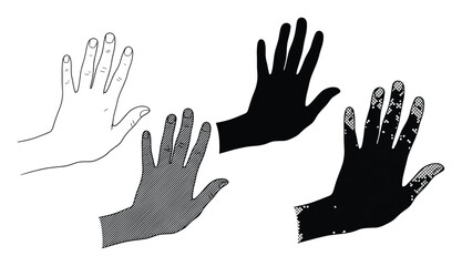 Fototapeta premium Diverse human open hand graphics in various styles ideal for symbolic digital communication