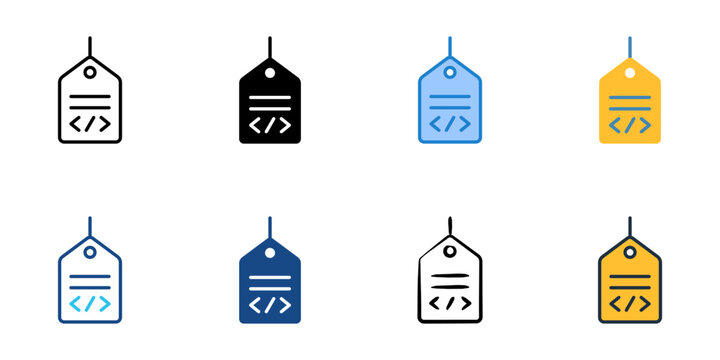 Metadata icons set multiple style collection. Editable stroke 
