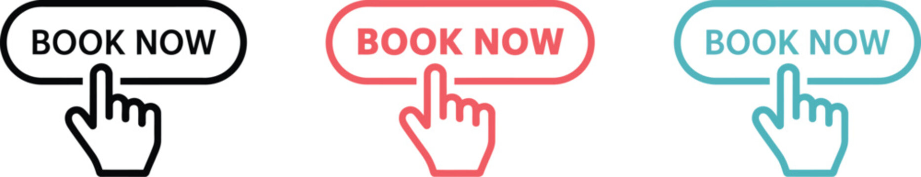 Book now icon set reservation button booking call to action vector illustration