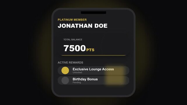 Mobile App Interface Showing Points and Rewards for User Jonathan Doe.