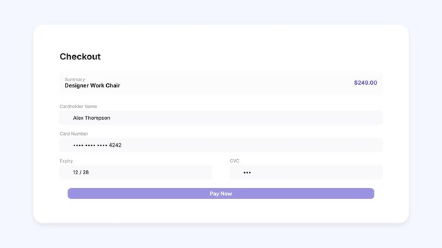 Online Checkout Process: Entering Payment Details and Completing Purchase.