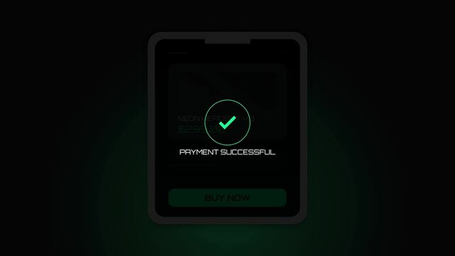 Smartphone App Purchase Process: Buy Now Button Payment Successful Confirmation.