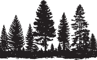 Fototapeta premium Black Forest Tree Landscape with Grass on white background