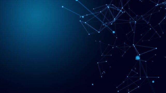 Blue Futuristic Low Poly Plexus Background with Glowing Nodes and Lines, Seamless 4K Loop