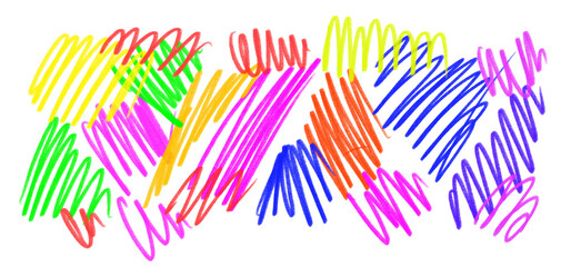 Fototapeta premium Vibrant Neon Hand-Drawn Scribbles on Transparent Background