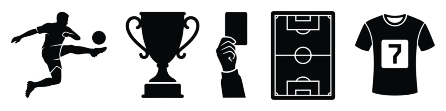 Soccer game essential symbols for sports club branding or online digital graphics