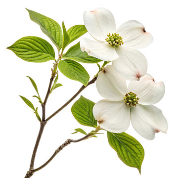 Fresh green leaves with white flowers and buds