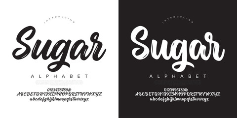 Sugar sweet brush script font for bakery logo cupcake shop branding and feminine greeting card design © happy