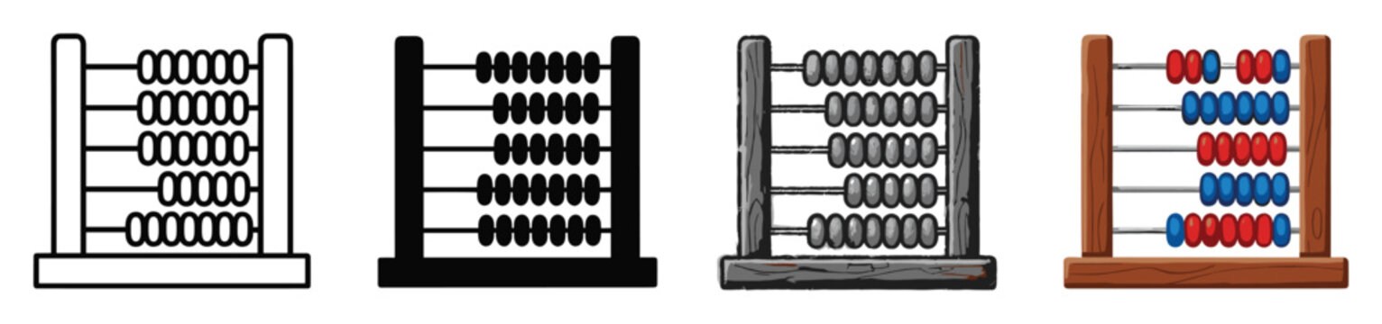 Educational abacus counting tool with multiple visual styles for learning mathematics resources