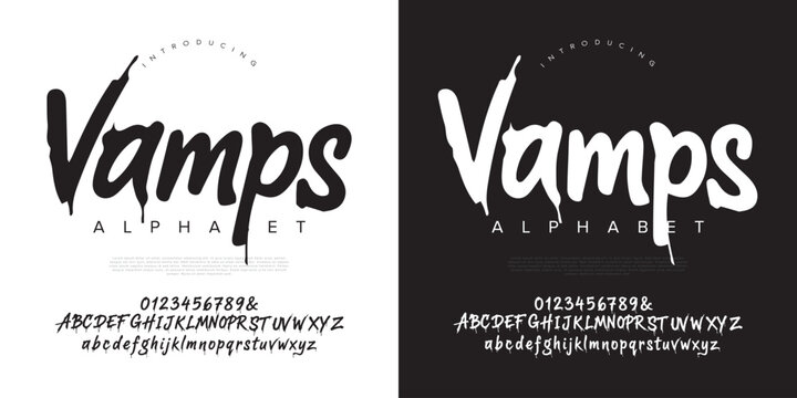 Vamps horror blood dripping font alphabet for halloween party poster and scary movie branding design