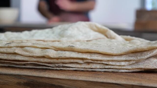 Making fresh tortillas in a local kitchen