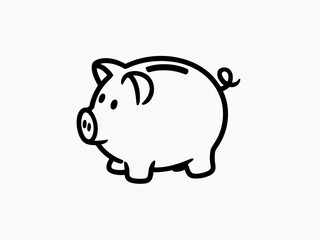 Fototapeta premium Minimalist Piggy Bank Line Art Icon - Simple Money Box Illustration for Savings, Personal Finance, and Investment Concepts