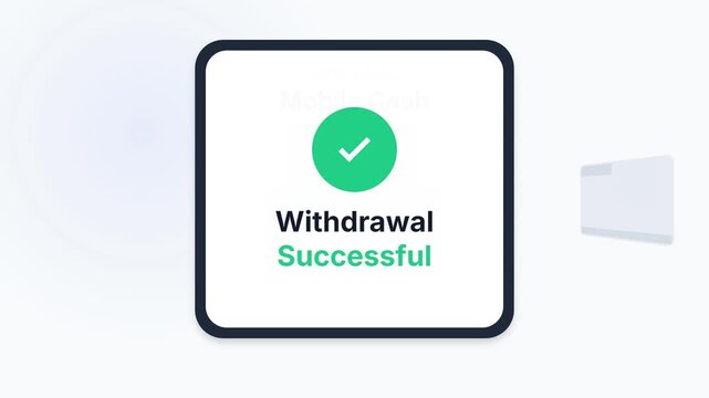 Mobile Cash ATM Transaction Process: Withdrawal Successful Modern Banking.