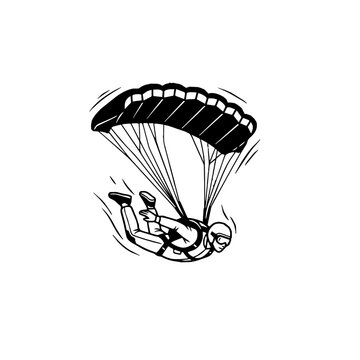 Skydiving Parachute Vector Illustration | Extreme Sport Freefall Design