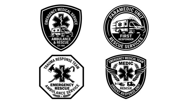 Emergency Medical Service Badges Logos.