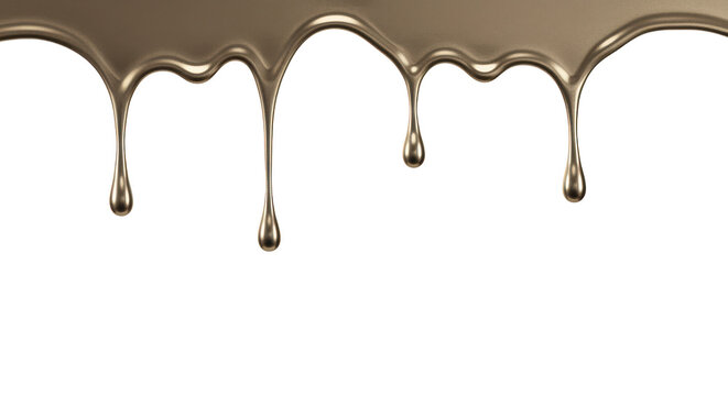 Brown liquid dripping on white background