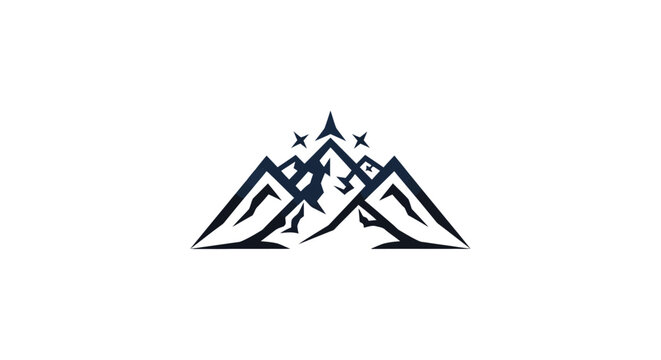 Mountain range logo with star.