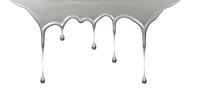 Silver dripping icicle border isolated on transparent background