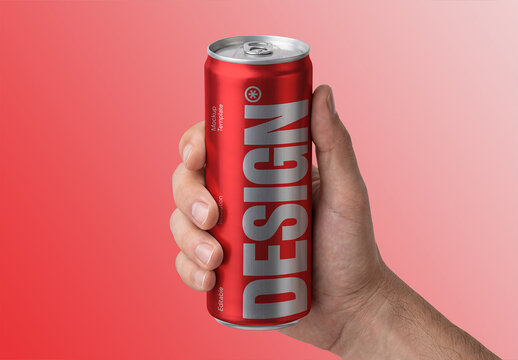 Hand Holding Can Mockup