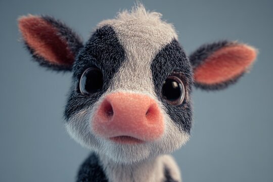 cute cartoon style 3d rustic breed calf 