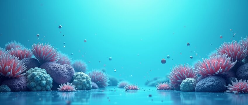 Vibrant Pink Coral Reef with Small Fish Swimming in Crystal Clear Turquoise Water