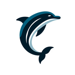 Fototapeta premium A stylized illustration of a dark blue dolphin leaping gracefully out of the water.
