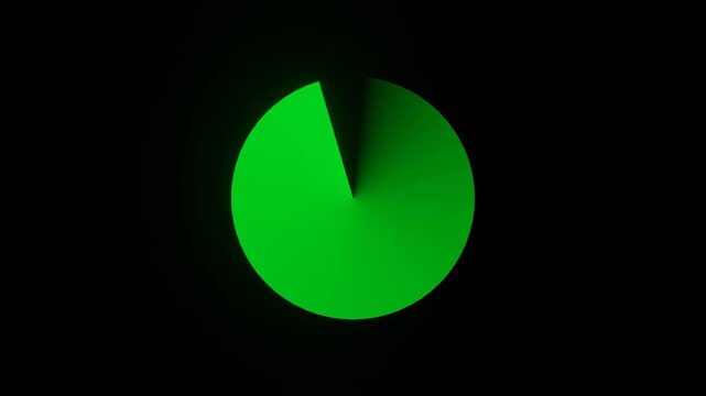 Green glowing progress spinner rotating loop animation on dark background