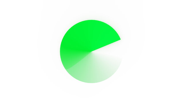 Green glowing pacman shaped progress sector on transparent background