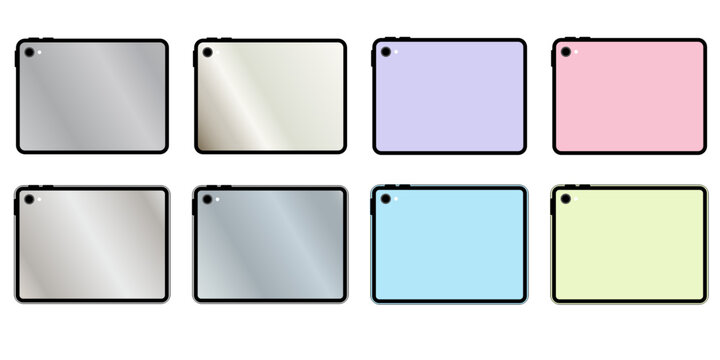 Tablet computer back view with camera colorful set vector