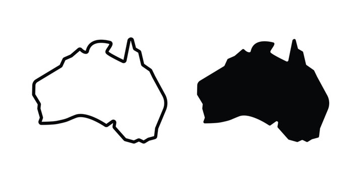 Australia map icon series in black