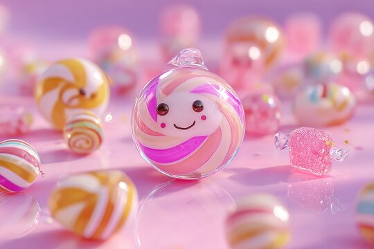 cute cartoon style 3d suger candy