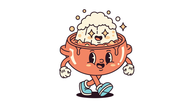 Cartoon masala tea cup character running.