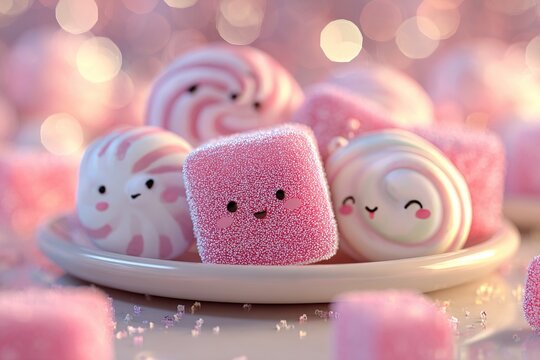cute cartoon style 3d suger candy 