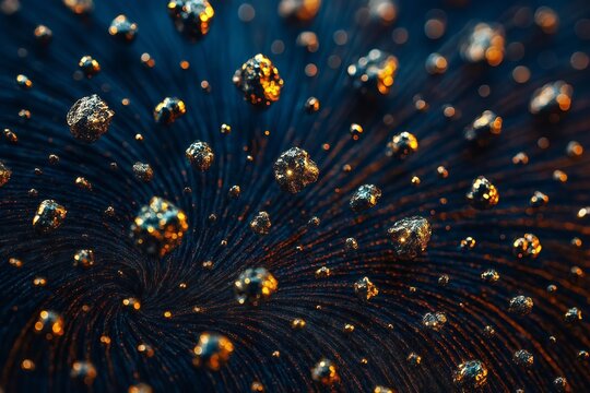 Abstract macro of smart dust particles suspended in a magnetic field