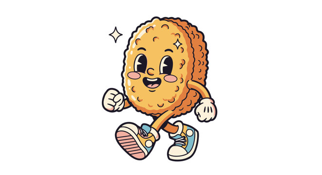 Smiling Cartoon Cookie Character Running Fast.