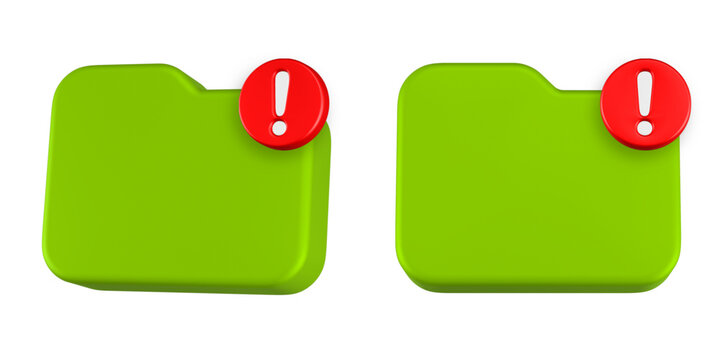 3D icons representing document folders with urgent alert notifications
