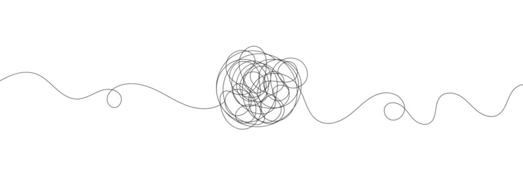 Hand-Drawn Scribbles of Tangled Intertwined Lines in Different Shapes and Size. Editable Line. Adjustable Stroke Width . EPS 10 .
