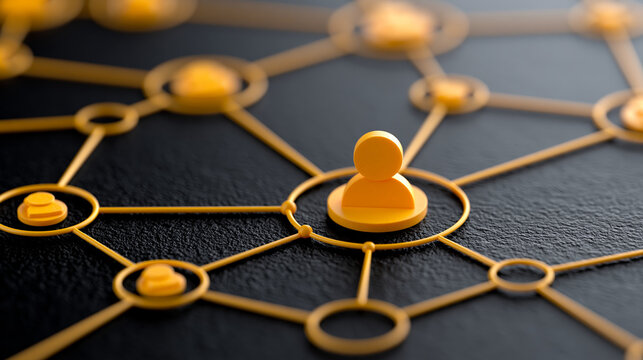 User icon network connection social media communication teamwork collaboration concept on black background