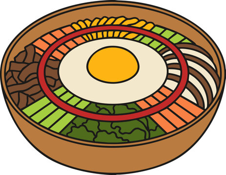 vector illustration of a bibimbap Korean food