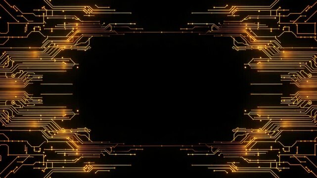 Digital Circuitry in the Dark: A captivating close-up of a digital circuit board glows with intricate pathways, revealing the hidden networks that power modern technology.  