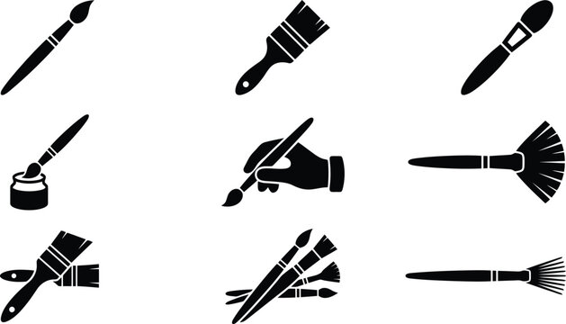 Collection of Paintbrush and Art Tool Icons artist painting