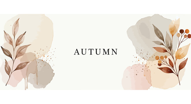 Autumn leaves, fall foliage, watercolor illustration, seasonal banner, vector graphics