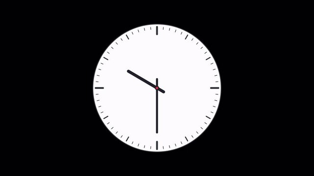 Professional Clock Symbol Animation, Rotating Hands Motion Graphic, Transparent Background Loop Effect