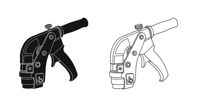 bicycle brake lever line drawing and silhouette on white background