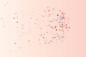 Naklejka premium Abstract network of colorful dots and lines on a gradient background, particles
