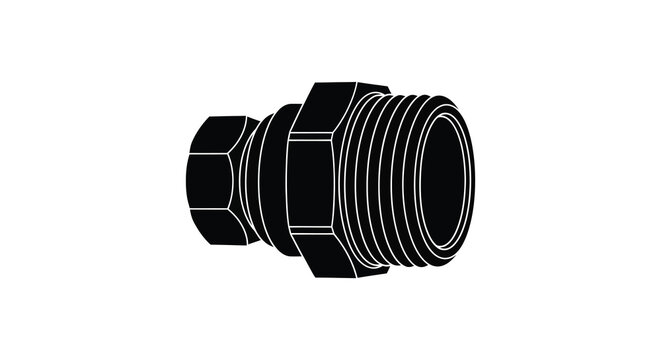 threaded pipe fitting silhouette on a white background