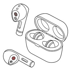 Isometric wireless in ear headphones icon set with headphones wireless charging isometric © Khodeza