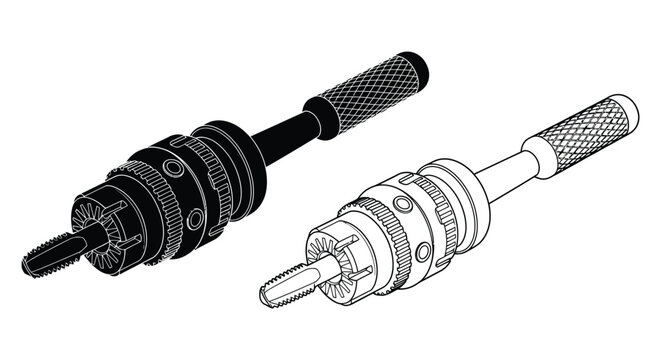 hand drill illustration vintage style line art